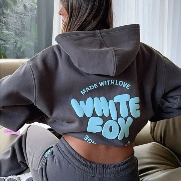 White Fox Boutique Gray Hoodie - Picture 1 of 4